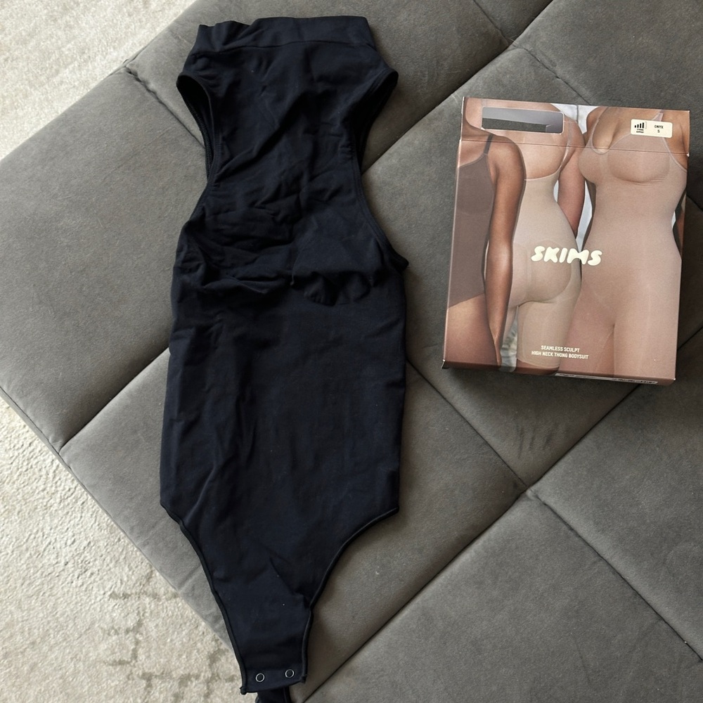 Skims black high neck bodysuit